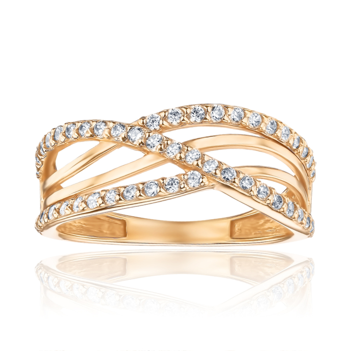 Золотое кольцо с фианитами S112061-R/01/1