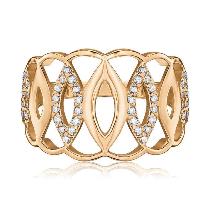 Золота каблучка з фіанітами S112331-R/01/1