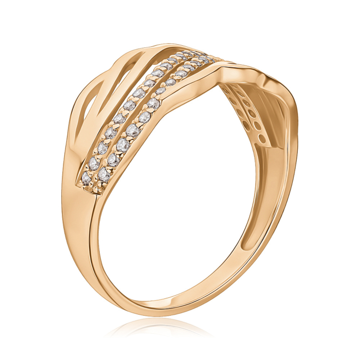 Золотое кольцо с фианитами S112411-R/01/1