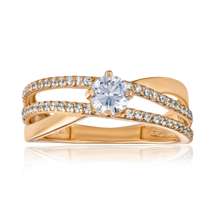 Золота каблучка з фіанітами. Артикул S112691-R/01/1