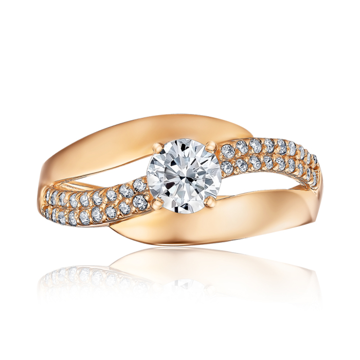 Золотое кольцо с фианитами. Артикул S112761-R/01/1