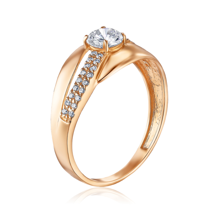 Золотое кольцо с фианитами. Артикул S112761-R/01/1