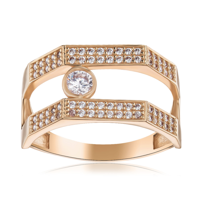 Золота каблучка з фіанітами S113131-R/01/1