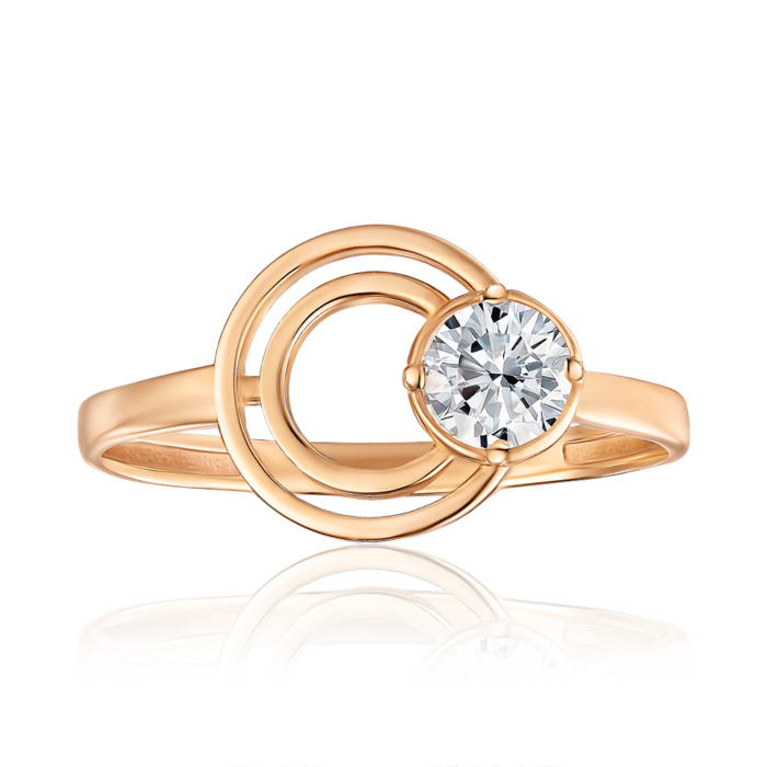 Золотое кольцо с фианитом. Артикул S113791-R/01/1