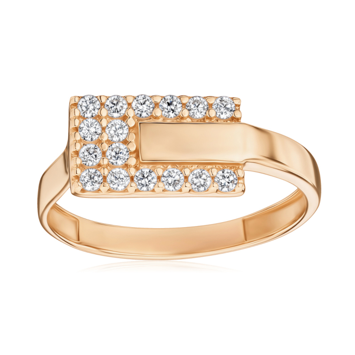 Золота каблучка з фіанітами S114691-R/01/1