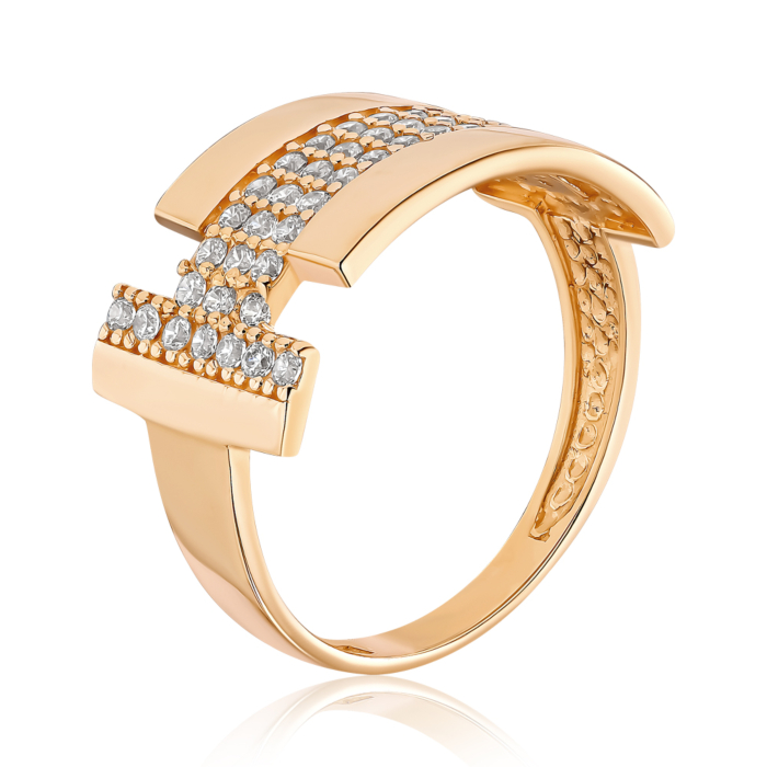 Золота каблучка з фіанітами S114761-R/01/1