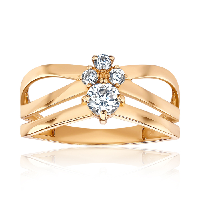 Кольцо из красного золота с фианитами S115751-R/01/1