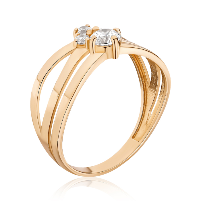 Кольцо из красного золота с фианитами S115751-R/01/1