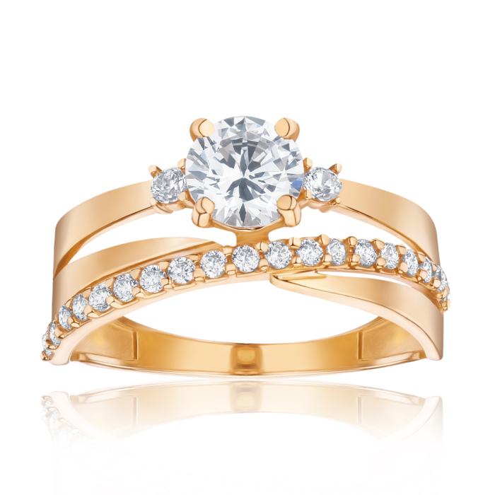 Золотое кольцо с фианитами S115761-R/01/1