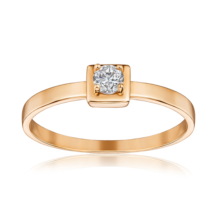 Золотое кольцо с фианитом S115771-R/01/1