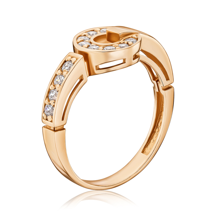 Золота каблучка з фіанітами S116040-R/01/1