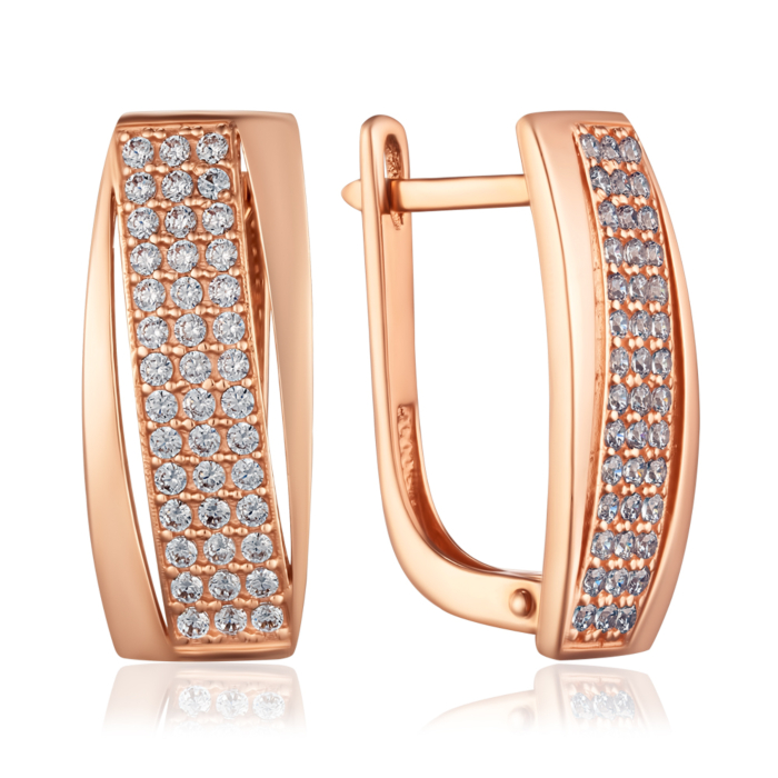 Золотые серьги с фианитами. Артикул S210081-E/01/1