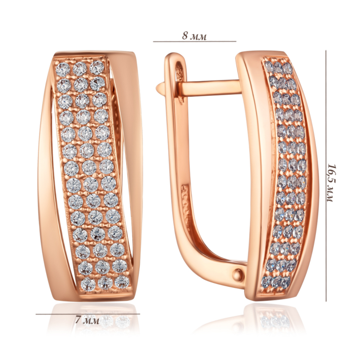 Золотые серьги с фианитами. Артикул S210081-E/01/1