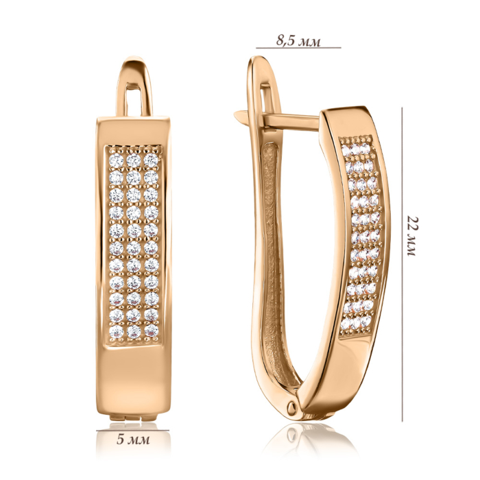 Золоті сережки з фіанітами S210091-E/01/1