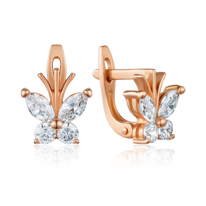Золотые серьги с фианитами. Артикул S210111-E/01/1