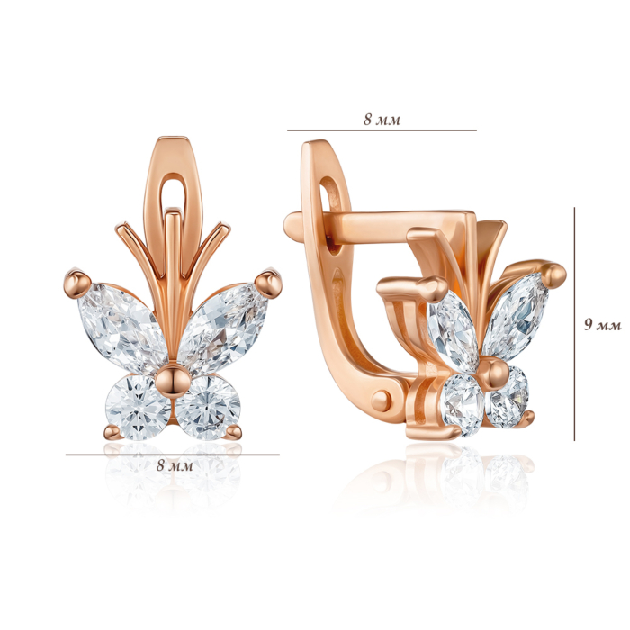 Золотые серьги с фианитами. Артикул S210111-E/01/1