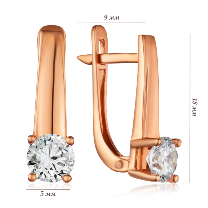 Золоті сережки з фіанітом. Артикул S210781-E/01/1