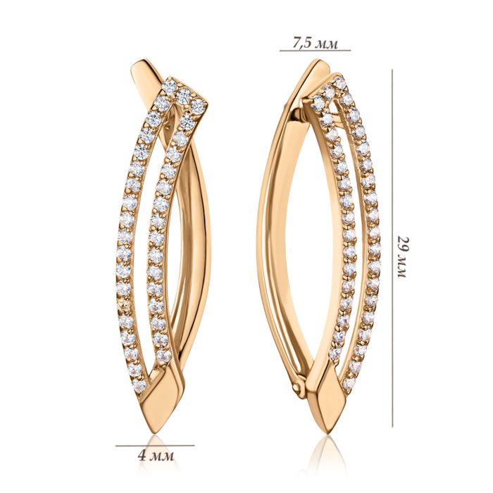 Золоті сережки з фіанітами S210931-E/01/1