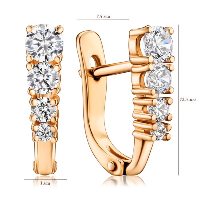 Золотые серьги с фианитами S211341-E/01/1