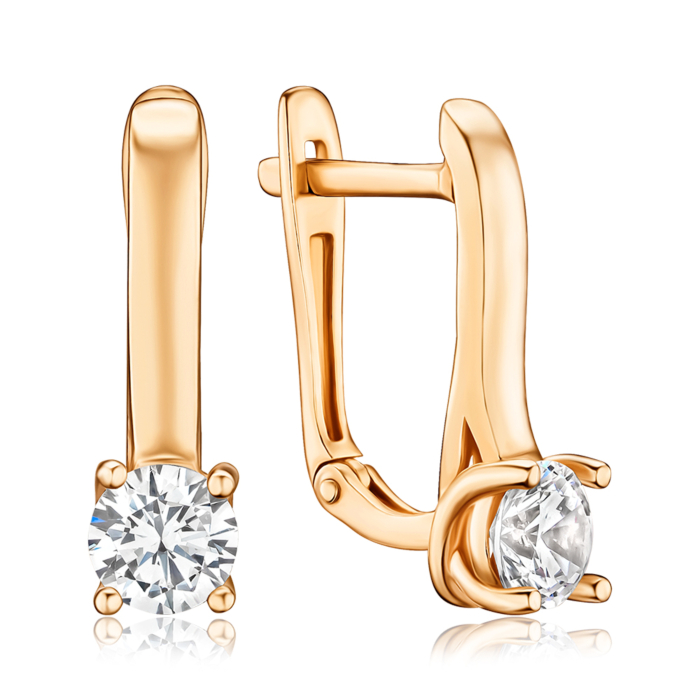 Золотые серьги с фианитом S211971-E/01/1