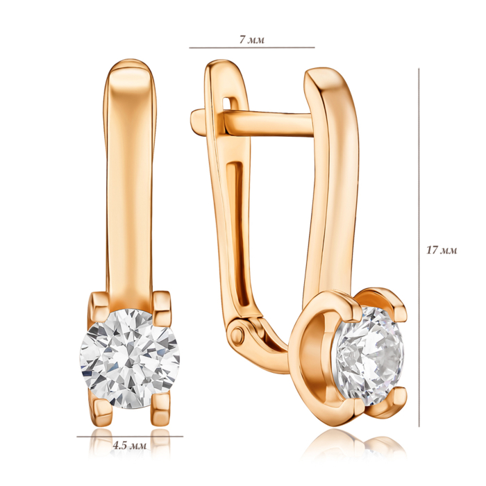 Золотые серьги с фианитом S212041-E/01/1