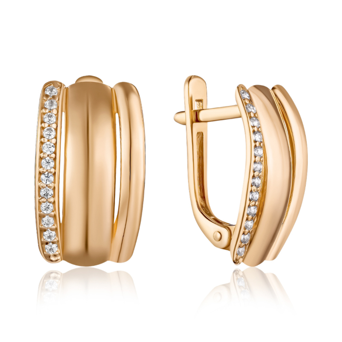 Золоті сережки з фіанітами. Артикул S212371-E/01/1