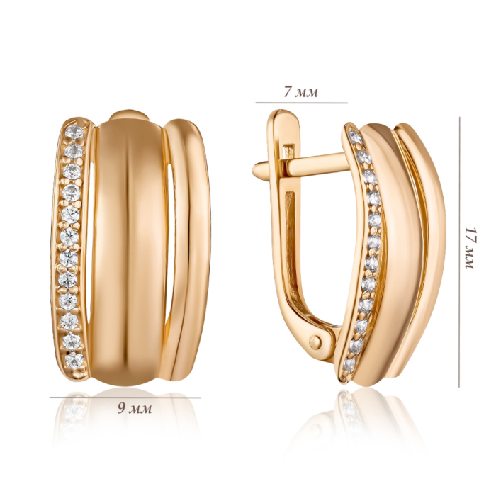 Золоті сережки з фіанітами. Артикул S212371-E/01/1