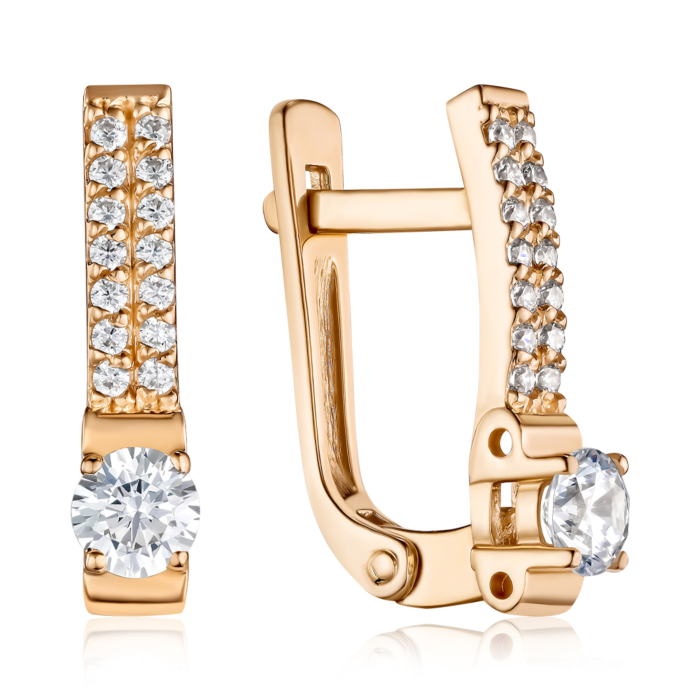 Золоті сережки з фіанітами. Артикул S212901-E/01/1