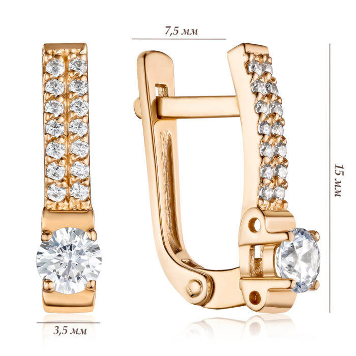 Золоті сережки з фіанітами. Артикул S212901-E/01/1