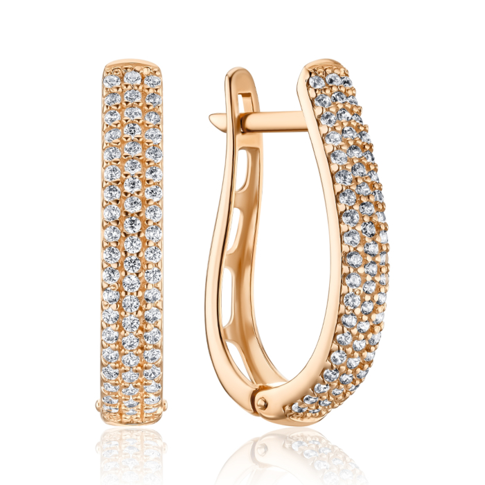 Золоті сережки з фіанітами S213031-E/01/1