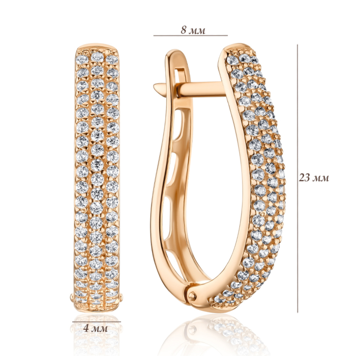 Золоті сережки з фіанітами S213031-E/01/1