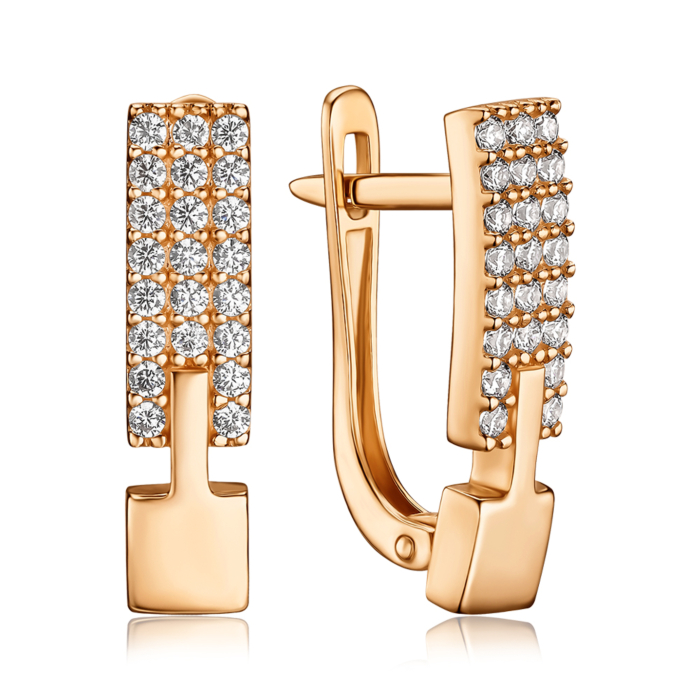 Золотые серьги с фианитами S213051-E/01/1