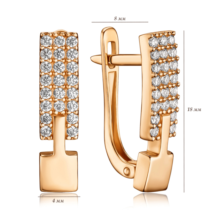 Золотые серьги с фианитами S213051-E/01/1