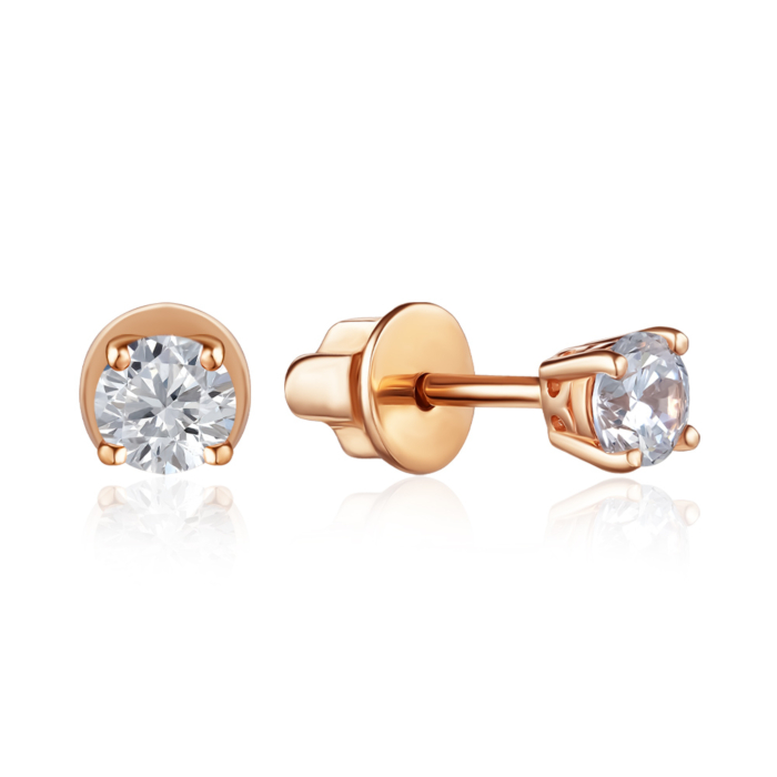 Золотые пуссеты с фианитом. Артикул S213201-E/01/1