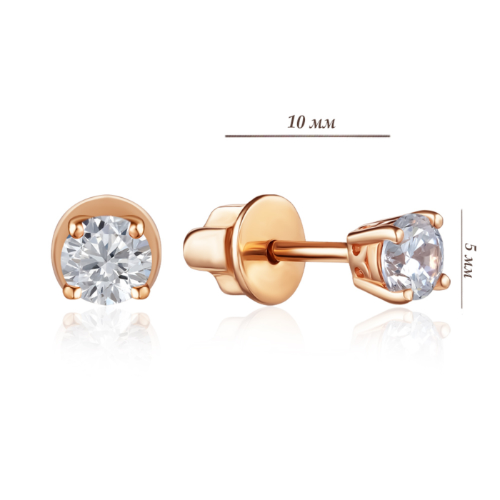 Золотые пуссеты с фианитом. Артикул S213201-E/01/1