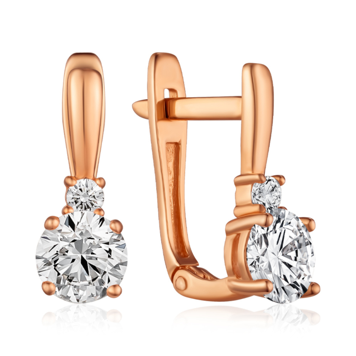 Золотые серьги с фианитами. Артикул S213271-E/01/1