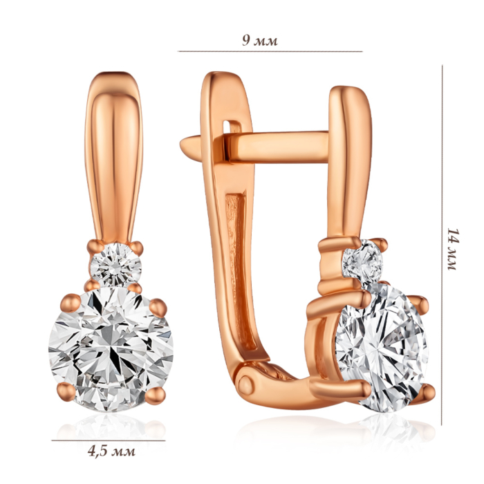 Золотые серьги с фианитами. Артикул S213271-E/01/1