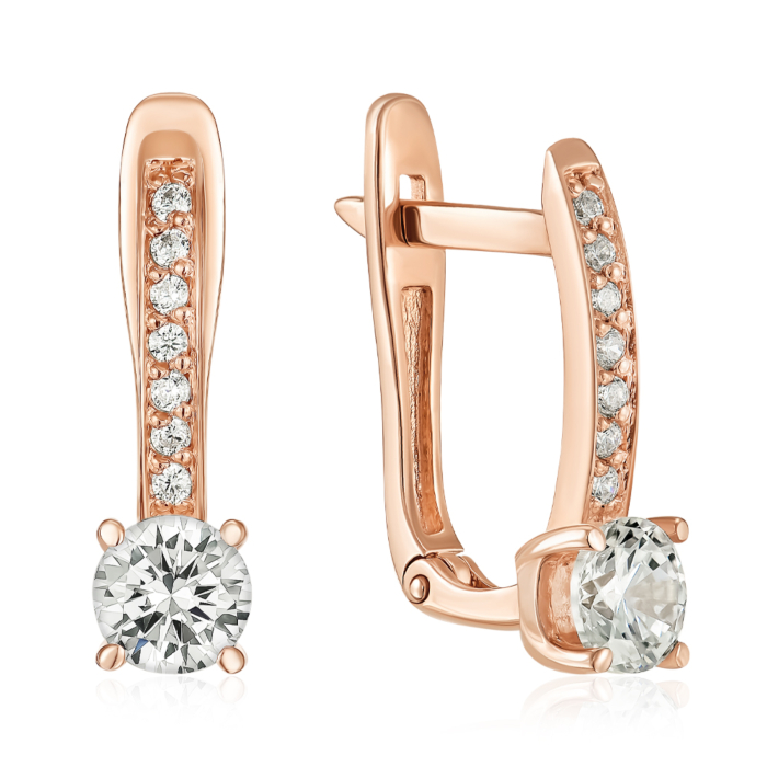 Золоті сережки з фіанітами. Артикул S213181-E/01/1