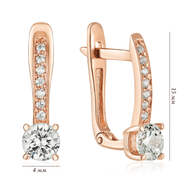 Золоті сережки з фіанітами. Артикул S213181-E/01/1