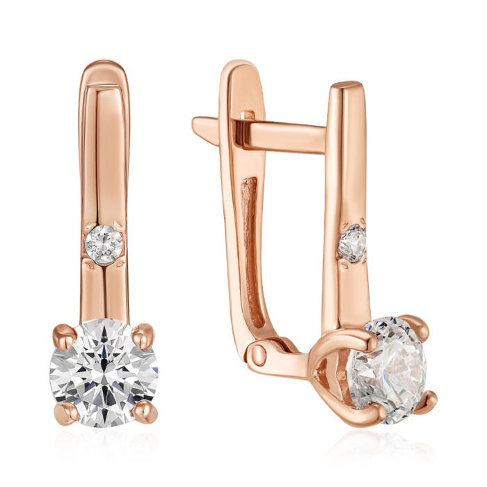 Золоті сережки з фіанітами. Артикул S213291-E/01/1