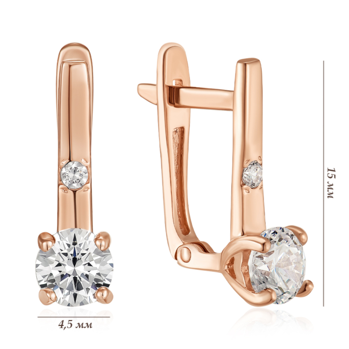 Золоті сережки з фіанітами. Артикул S213291-E/01/1