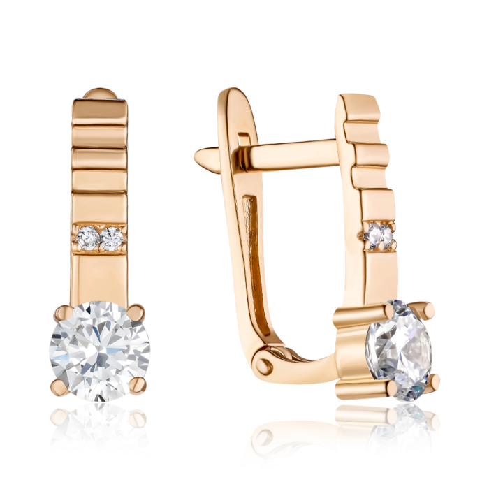 Золоті сережки з фіанітами. Артикул S213321-E/01/1