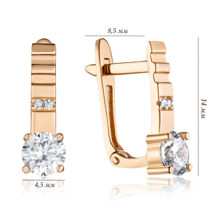 Золоті сережки з фіанітами. Артикул S213321-E/01/1