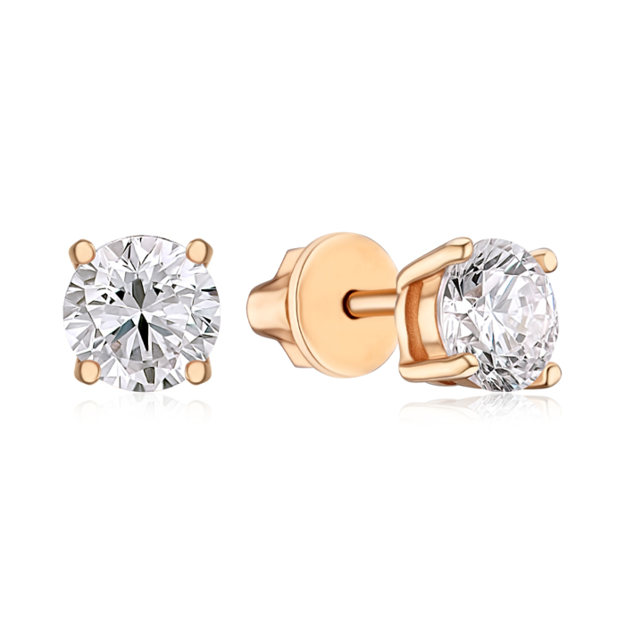 Золоті сережки-пусети з фіанітом S213411-E/01/1