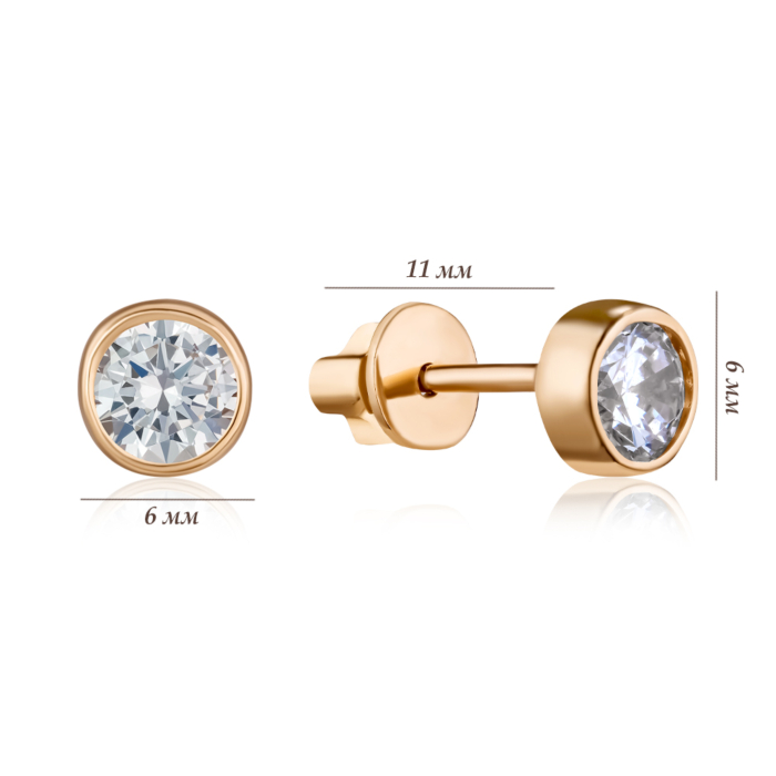Золотые серьги с фианитами. Артикул S213561-E/01/1