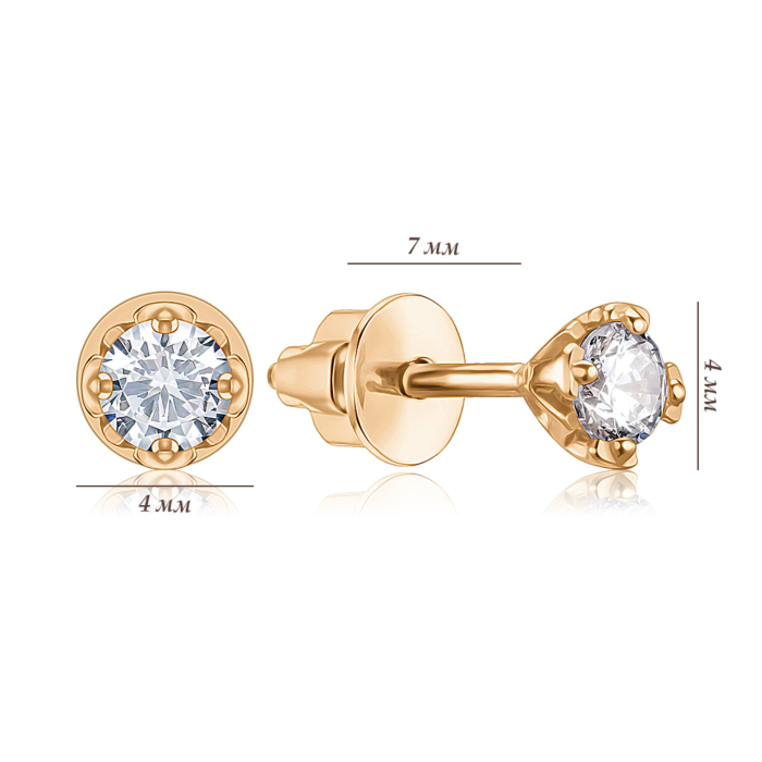 Золоті сережки з фіанітом. Артикул S213571-E/01/1