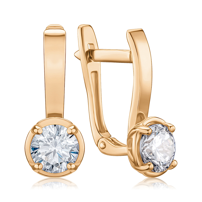 Золотые серьги с фианитом. Артикул S213681-E/01/1
