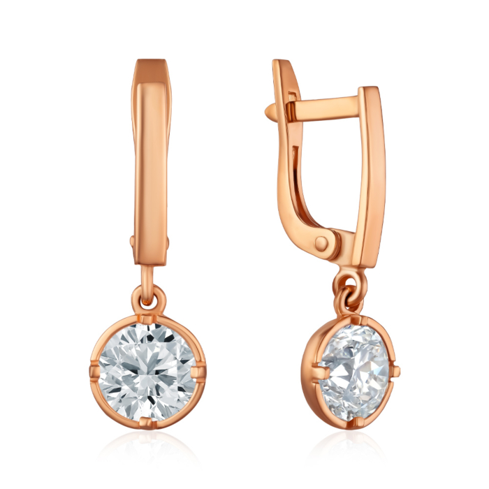 Золоті сережки з фіанітом. Артикул S213781-E/01/1