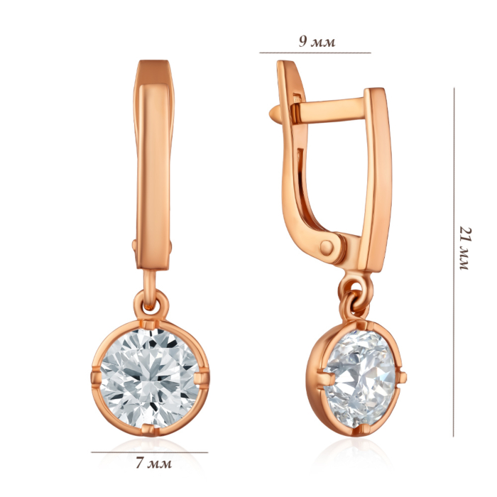 Золоті сережки з фіанітом. Артикул S213781-E/01/1