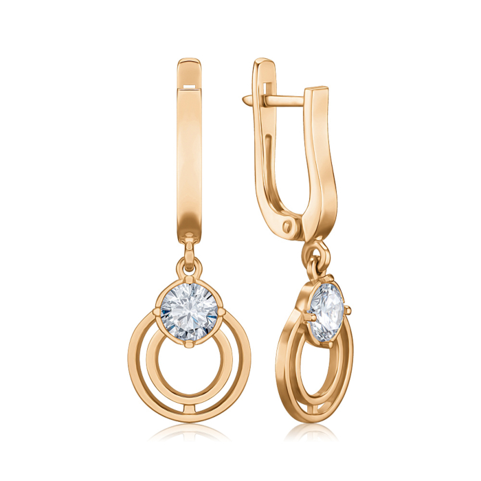 Золоті сережки з фіанітом. Артикул S213791-E/01/1